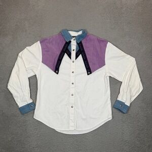 Vintage 80s Roughrider by Circle T Western Snap Shirt Purple Small Made in USA
